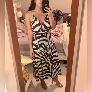 (NWT) Black & Tan Animal Print Crinkled Dress